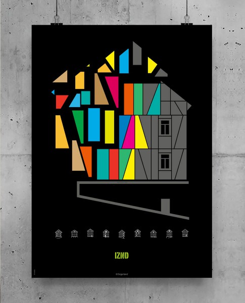 Plakat Fachwerk schwarz